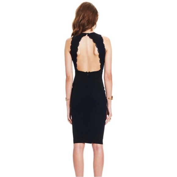 Nookie Sweet Life High Neck Cutout Lace Trim Pencil Midi Dress Black x Revolve - Picture 11 of 13
